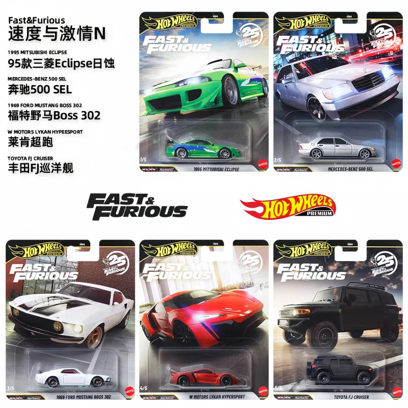 Hot Wheels HNW46 Fast & Furious N Case Serise Mitsubishi Eclipse Car Die Cast Model Car Toys Surprise Collection Decoration Gift